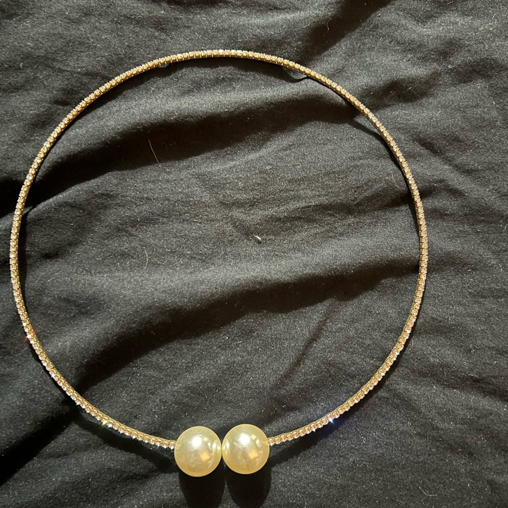 Gold Pearl Statement Necklace